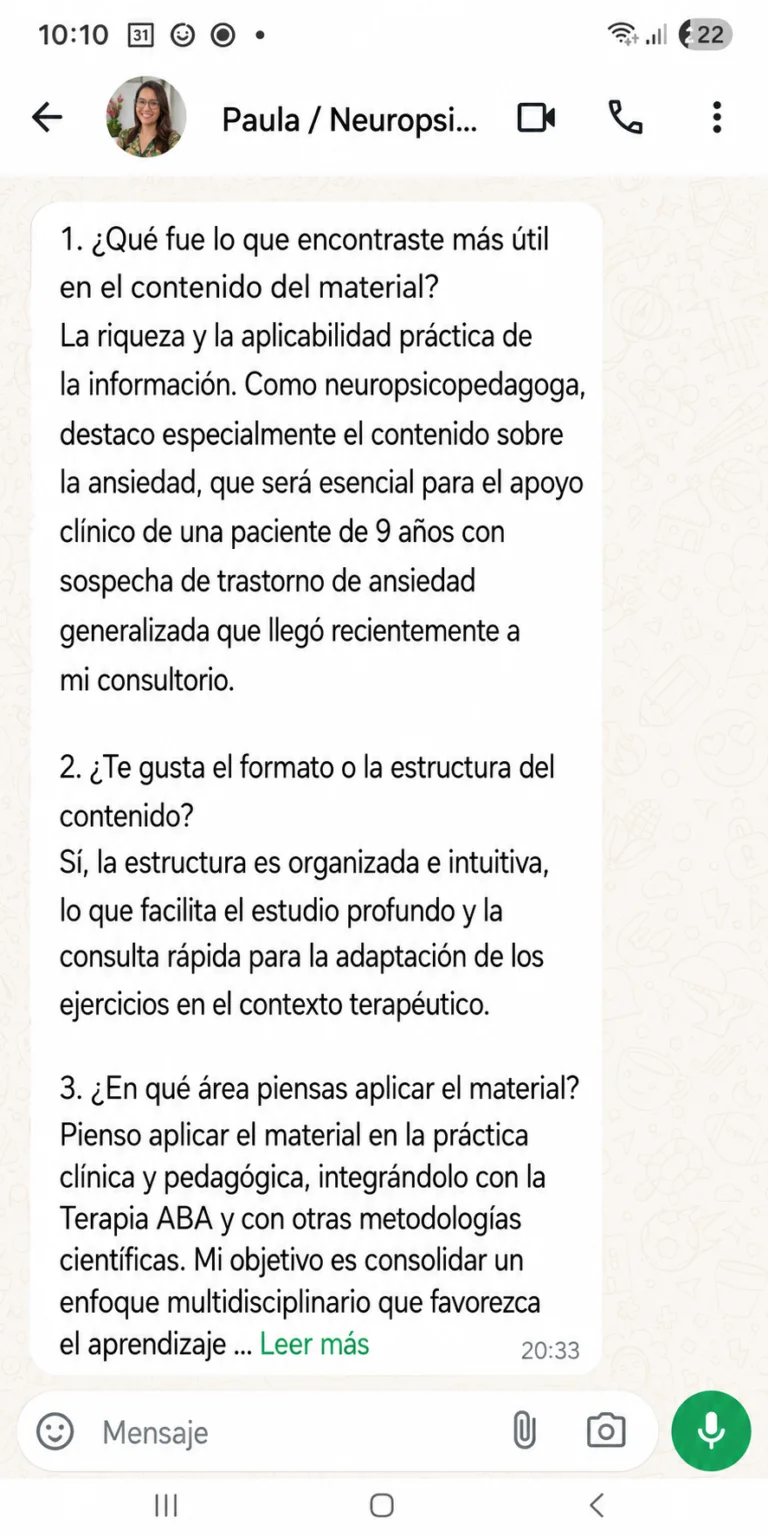 Feedback real de profesional