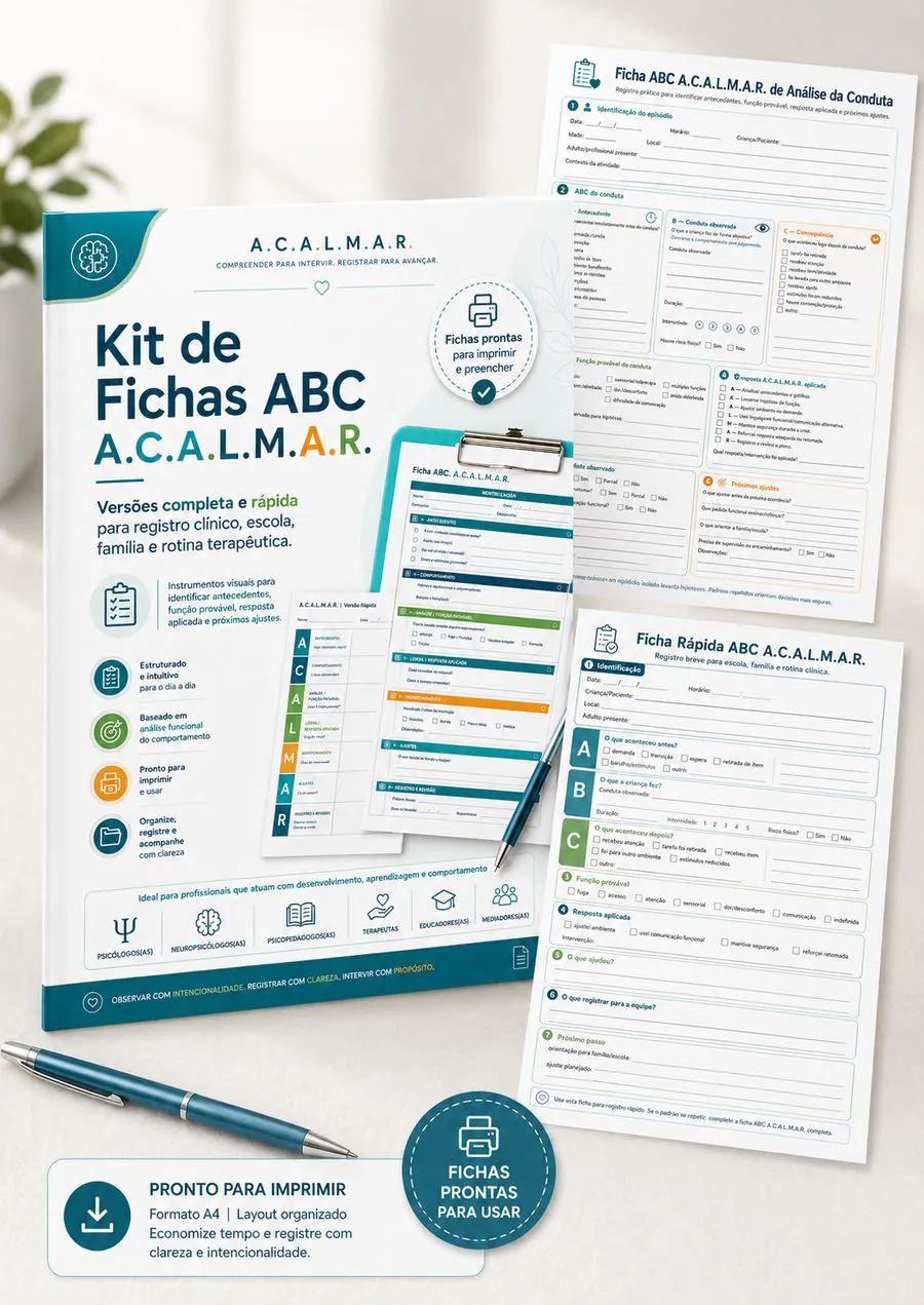 Kit de fichas e registros A.C.A.L.M.A.R.