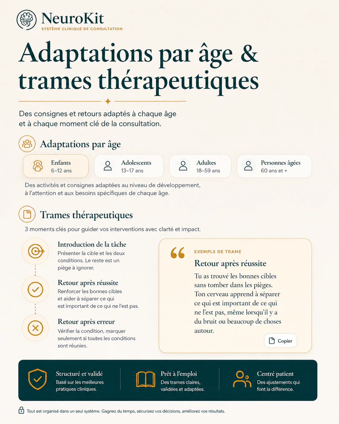 Adaptations par âge et trames thérapeutiques