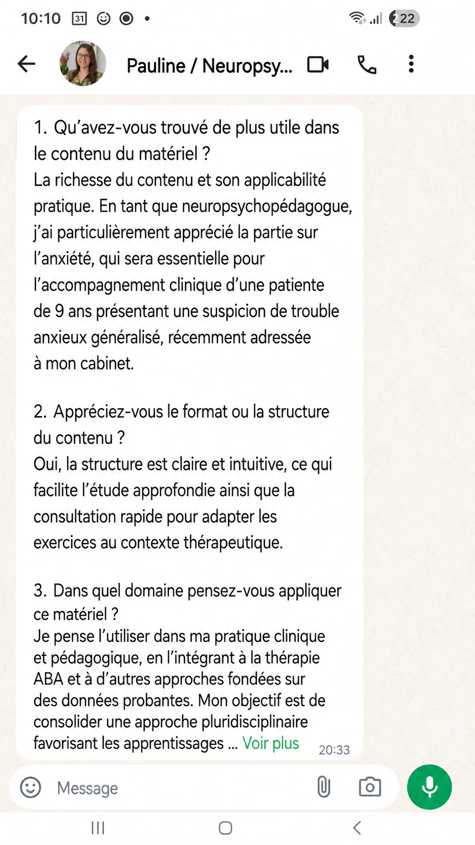 Retour d'une professionnelle sur NeuroKit